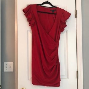 French connection red ruffle dress
